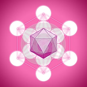 Metatron`s cube with platonic solids - icosahedron