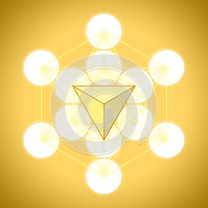 Metatron`s cube with platonic solids - tetrahedron