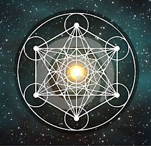 Metatron`s cube symbol, Flower of life, sacred geometry. photo