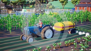 Metaverse avatars of people learning to increase agricultural productivity in smart farm of virtual world, 3d render