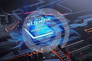 Metaverse digital world smart futuristic interface technology background, 3d Illustration