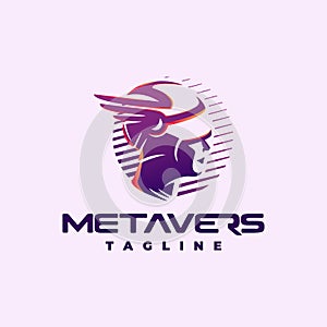 Metaverse futuristic virtual reality logo design template