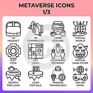 Metaverse icon set