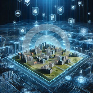 A metaverse real estate office, Ai generated image