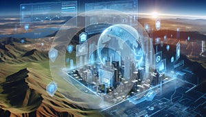 A metaverse real estate office, Ai generated image