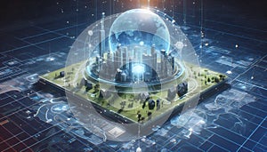 A metaverse real estate office, Ai generated image