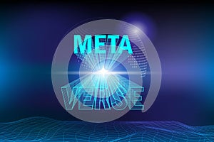 Metaverse, virtual reality, augmented reality and blockchain technology, user interface 3D experience. Word metaverse in