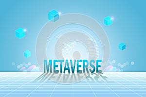 Metaverse, virtual reality, augmented reality and blockchain technology, user interface 3D experience. Word metaverse and world