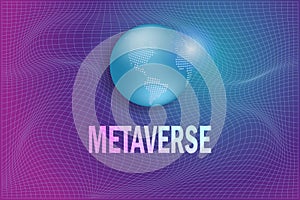 Metaverse, virtual reality, augmented reality and blockchain technology, user interface 3D experience. Word metaverse with world