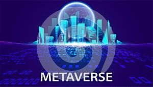 Metaverse Virtual reality Concept Buildings, and digital worlds of Future technology metaverse connected to the virtual