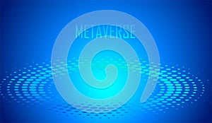 Metaverse virtual reality technology. Digital world map. Abstract blue gradient futuristic background