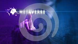 Metaverse Virtual Technology. Worldwide Business. Megatrends on Internet for Telecommunication, Finance,