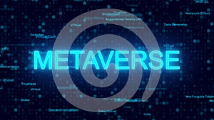 Metaverse - Web 3.0 related words digital blue background