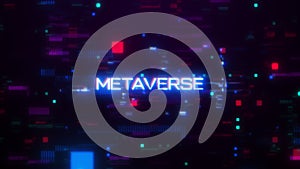 Metaverse word with digital glitch