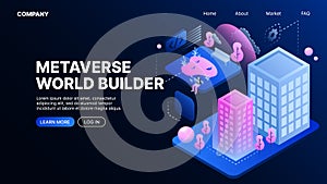 Metaverse World Builder. Metaworld. Web Landing Page Template