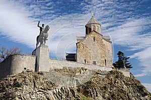 Metekhi church and King Vakhtang Gorgasali,Tbilisi,Georgia