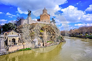 Metekhi Church and Kura River, Tbilisi, Georgia