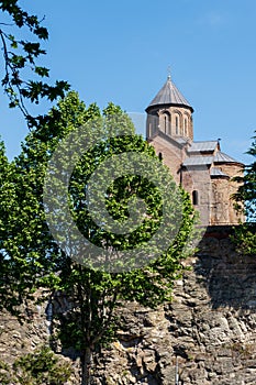Metekhi temple or Church of Dormition of Virgin Mary in Tbilisi, Georgia