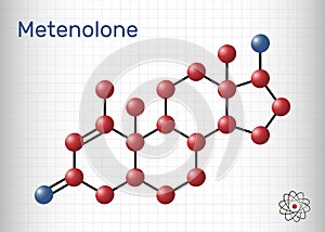 Metenolone, methenolone molecule. It is androgen, anabolic steroid. Sheet of paper in a cage