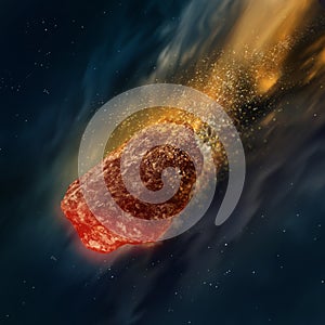 Meteor coming from outer space into atmosphere