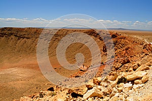 Meteor Crater Arizona with distant People for Perspective