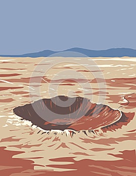 Meteor Crater or Barringer Crater Coconino County Northern Arizona USA WPA Art Poster photo