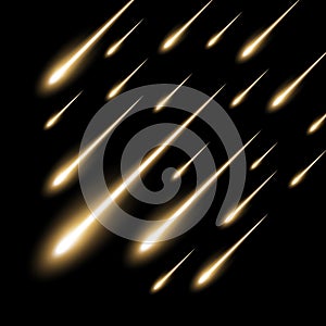 Meteor rain background, golden color