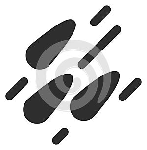 Meteor rain black icon. Space danger rocks fall