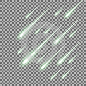 Meteor rain background, green color