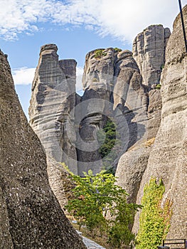 Meteora cliffs landscapes. Holly monasteries territory.