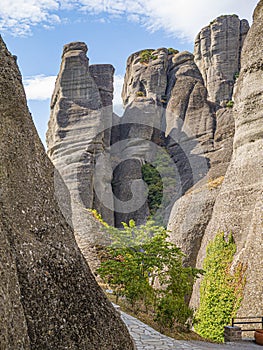 Meteora cliffs landscapes. Holly monasteries territory.