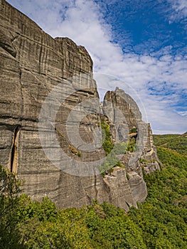 Meteora cliffs landscapes. Holly monasteries territory.