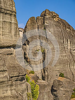 Meteora cliffs landscapes. Holly monasteries territory.