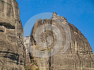 Meteora cliffs landscapes. Holly monasteries territory.