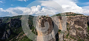 Meteora Greece Holy Trinity Monastery. Building on top of rock. Europe travel destination