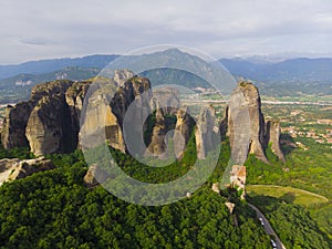 Meteora, Greece. old city aerial view