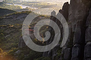 Meteora monasteries from Greece at sunset