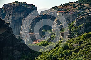 Meteora monasteries from Greece at sunset