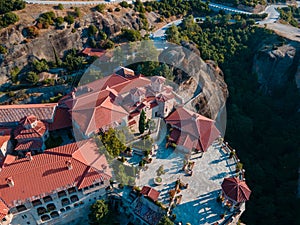 meteora monastery aerial view Thessaly mountains Greece