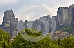 Meteora peaks at Kalambaka in Greece