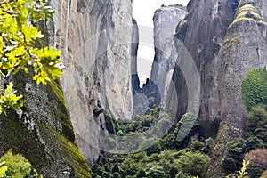 Meteora peaks at Kalambaka in Greece photo