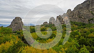 Meteora Rocks and pinnacles with monastery, Trikala region, Greece