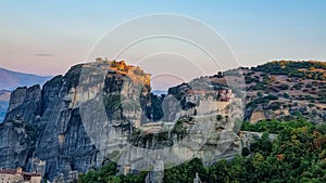 Meteora - Scenic sunrise view of Holy Monastery of Great Meteoron Meteoro Monastery, Megalo Meteoron near Kalambaka,