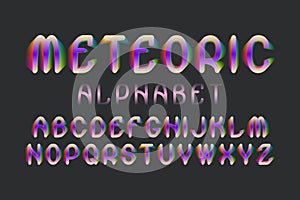 Meteoric alphabet. Colorful stylized font. Isolated english alphabet