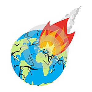 Meteorite crashing Earth. Planet is in danger. armageddon and Di