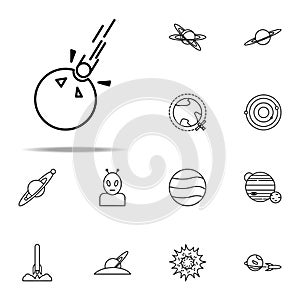 meteorite falls on the planet icon. Cartooning space icons universal set for web and mobile