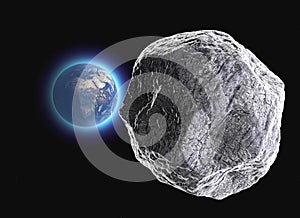 Meteorite hitting the earth. Asteroid on a collision course towards Earth. Explosion, cataclysm end of the world.Extinction