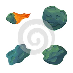 Meteorite icons set cartoon vector. Space meteor, comet or asteroid