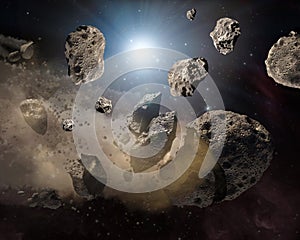 Meteorites pieces from the moon Deep space image, science fiction fantasy ideal for wallpaper and print. Elements of this image photo