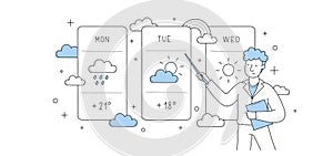 Meteorological report, weather forecast concept